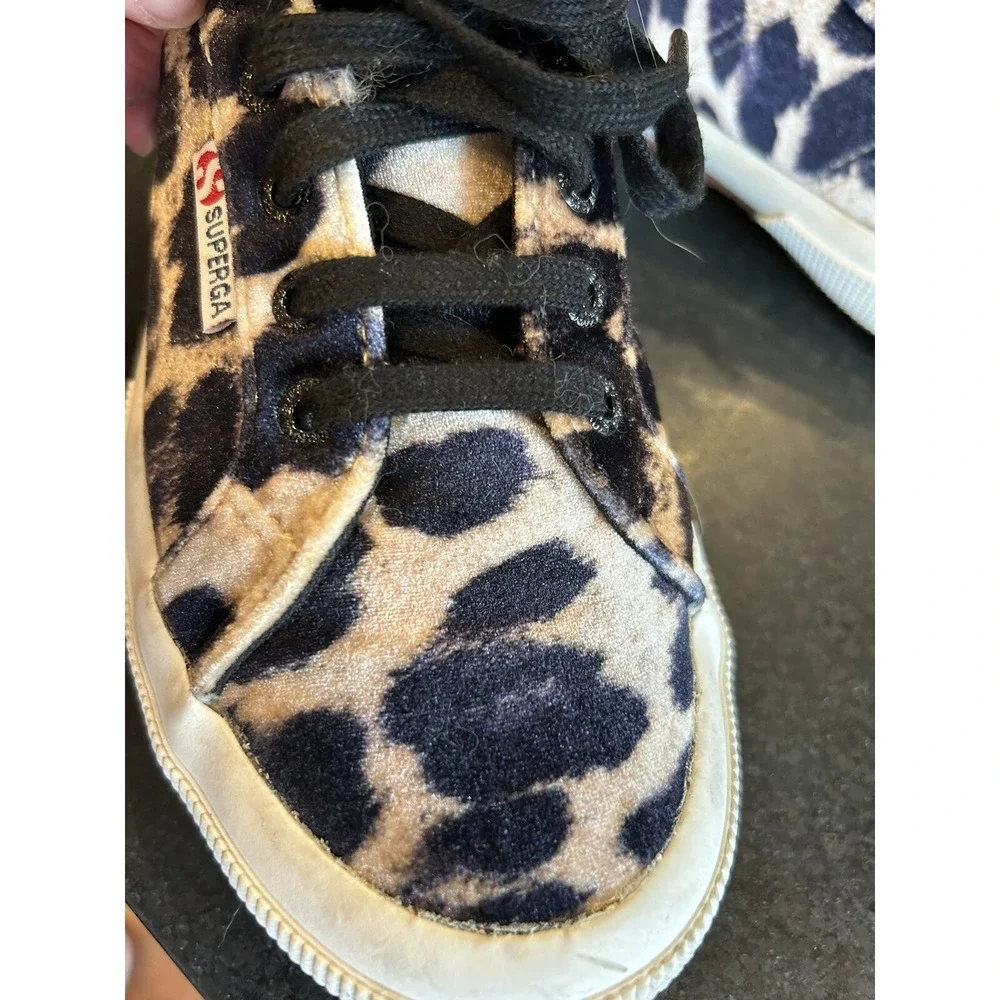 Superga 2750 FANVELVET Sneaker Leopard Velvet Print Tan‎ Black size EU 38 US 7.5